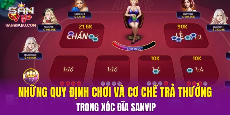 Những quy định chơi và cơ chế trả thưởng trong xóc đĩa SANVIP